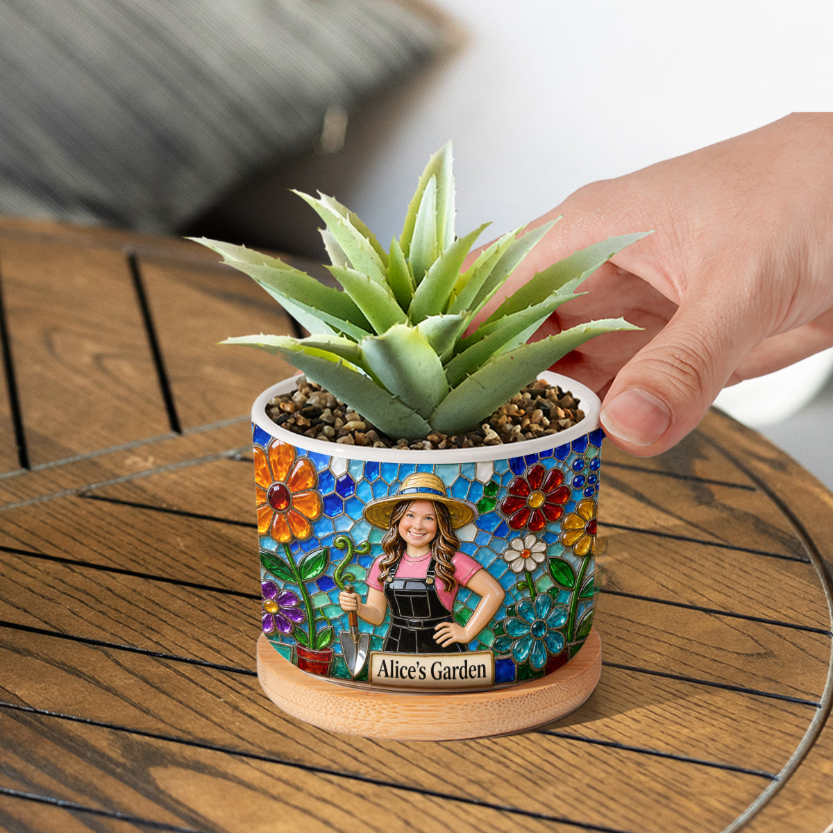 Custom Any Photo Just A Girl Who Loves Gardening - Personalized Gardening Ceramic Plant Pot