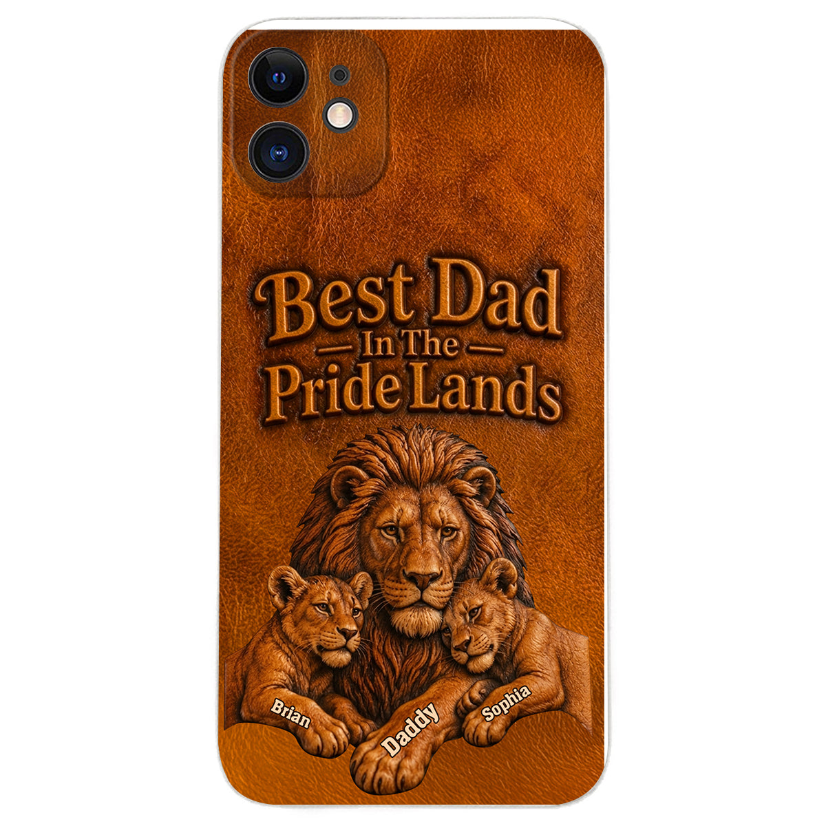 Papa Lion - Personalized Father 3D Embossed Leather Phone Case