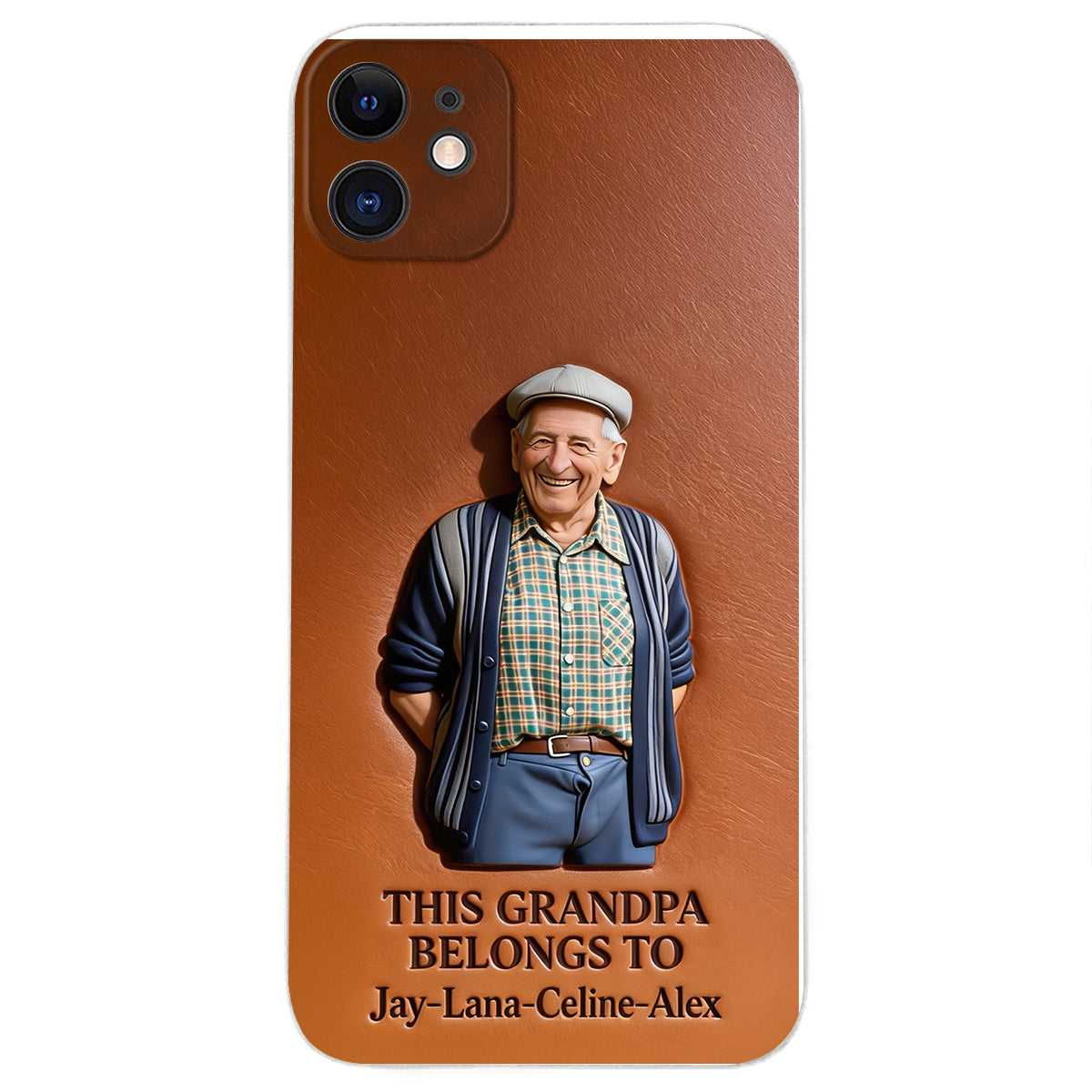 Together Always Case - Personalized Grandpa 3D Embossed Leather Phone Case