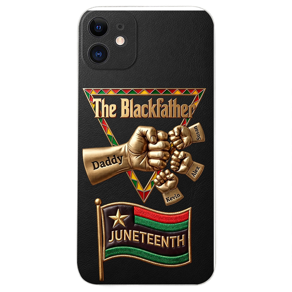The Blackfather - Personalized Father 3D Embossed Leather Phone Case