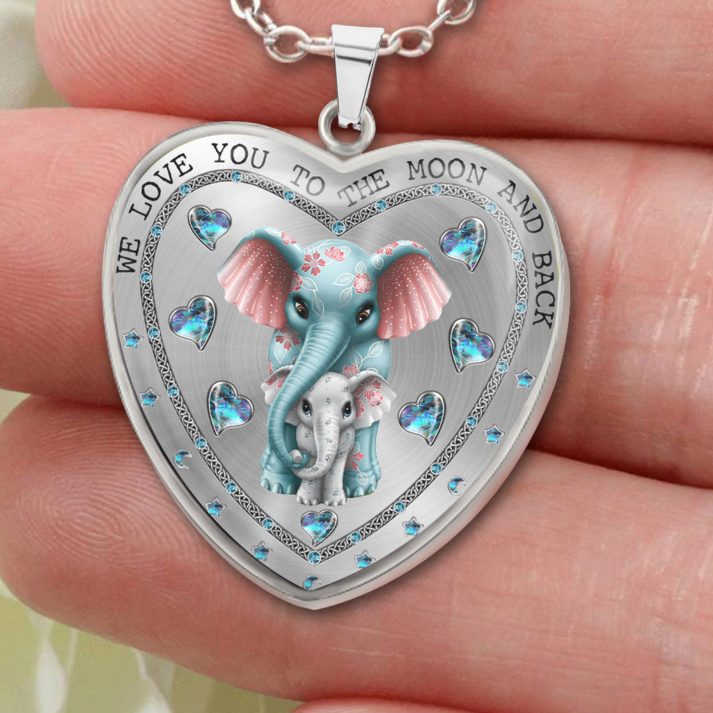 To The Moon And Back - Gift for grandma, mom, aunt - Personalized Heart Pendant Necklace
