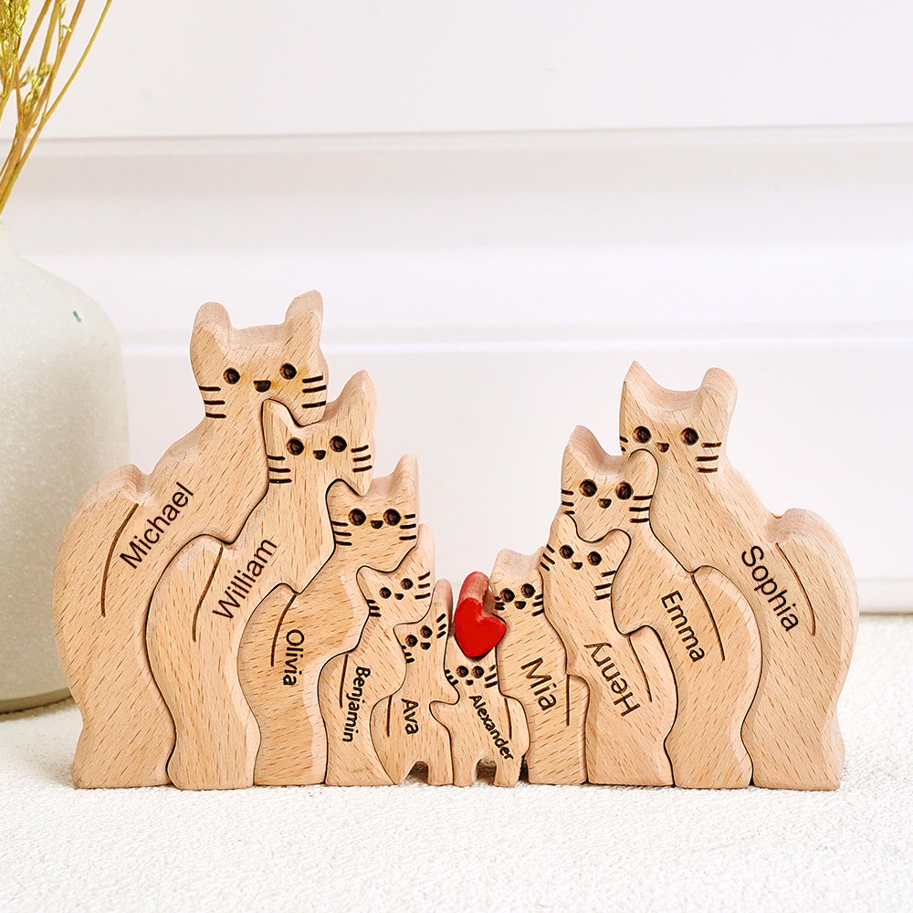 Cat Family - Personalized Family Wooden Puzzle
