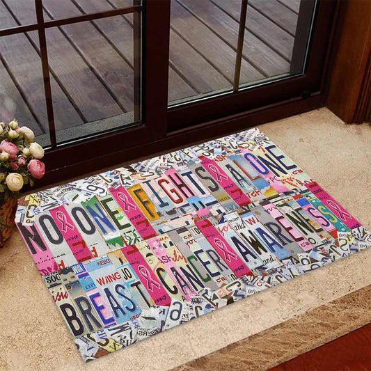 No One Fights Alone - Breast Cancer Awareness Doormat