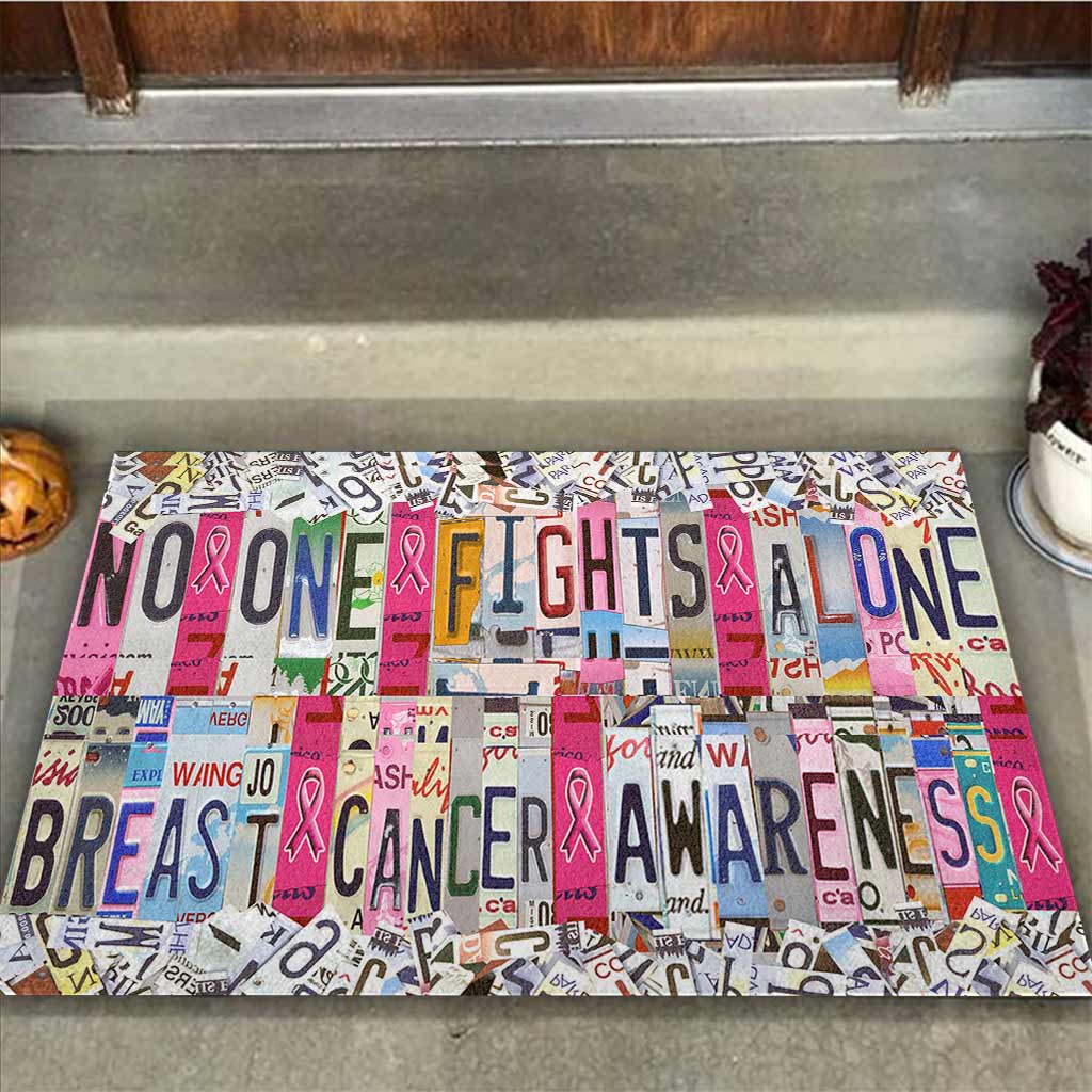 No One Fights Alone - Breast Cancer Awareness Doormat