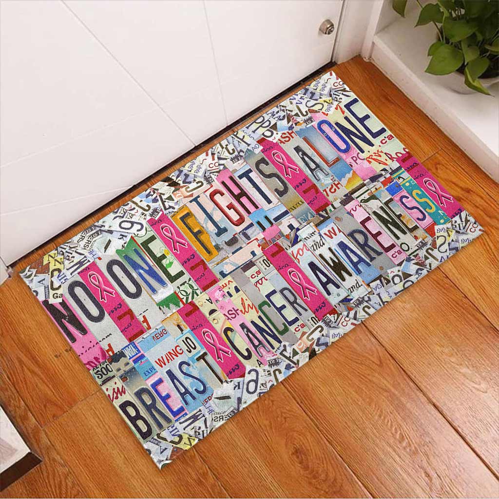 No One Fights Alone - Breast Cancer Awareness Doormat