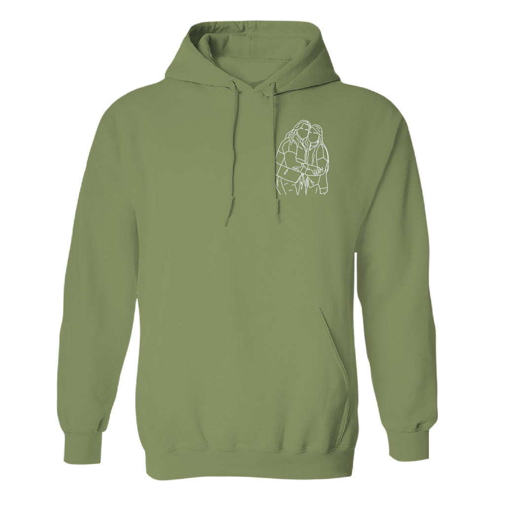 Custom Line Art - Personalized Sibling Embroidered Hoodie