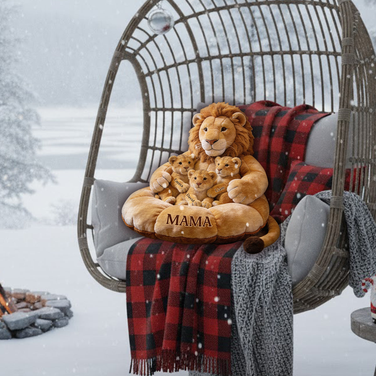 Lion Family Theme Mother's Day - Personalized Mother Premium Faux Fur Pillow