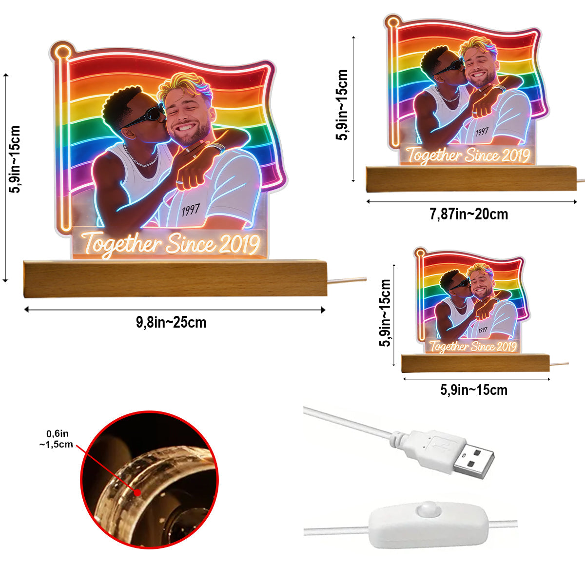 Custom Any Photo - Personalized LGBT Support Shaped Led Night Light