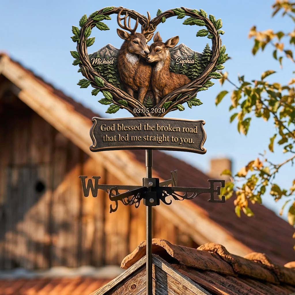 God Blessed The Broken Road - Personalized Couple Weather Vane