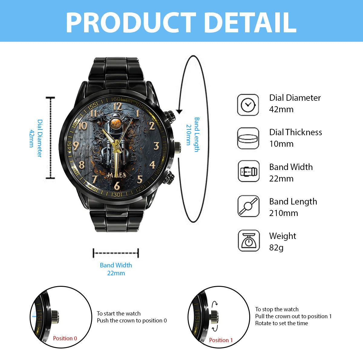 Ride All Times - Personalized Biker Hand Watch