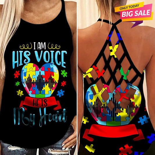 Autism Love - Autism Awareness Cross Tank Top 0921