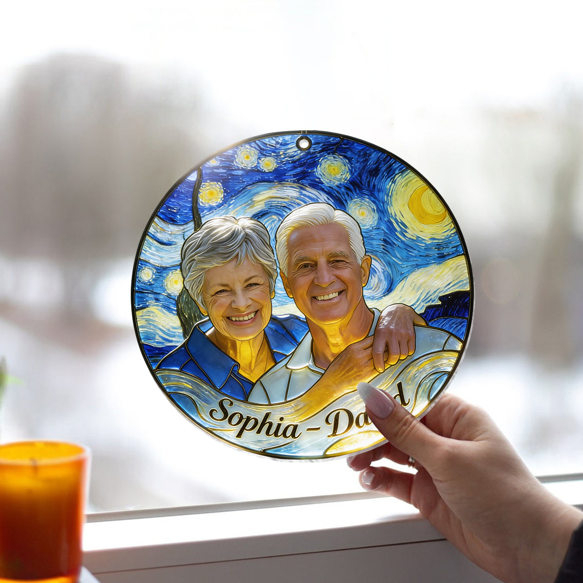 I Love You - Personalized Couple Window Hanging Suncatcher Ornament