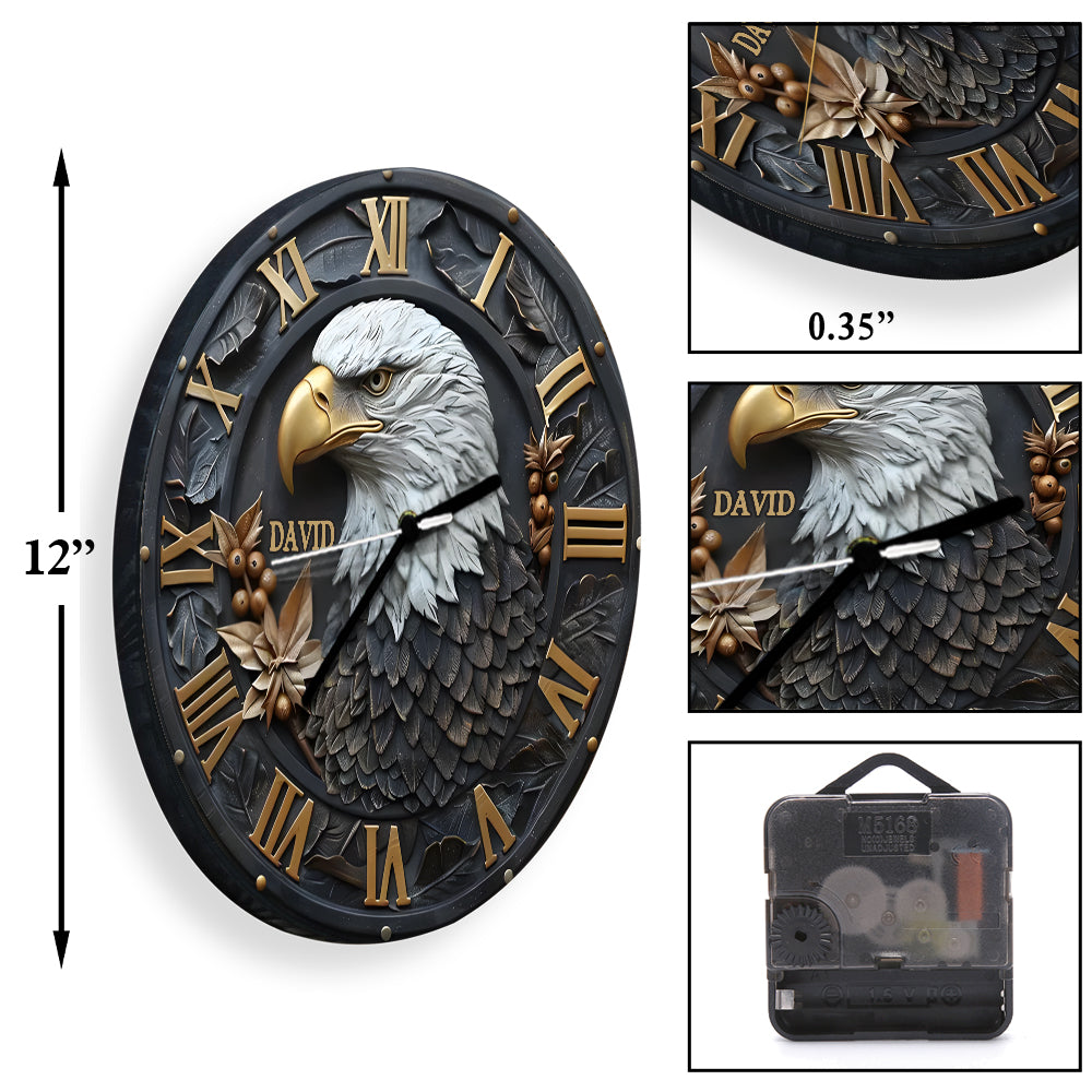 Strong Bald Eagle - Personalized Wall Clock