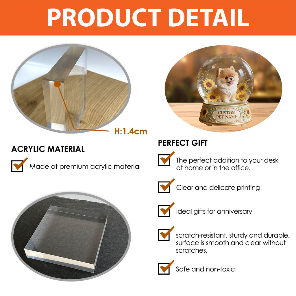 Custom Gift For Pet Owners, Birth Month Flower - Personalized Dog Custom Shaped Acrylic Plaque