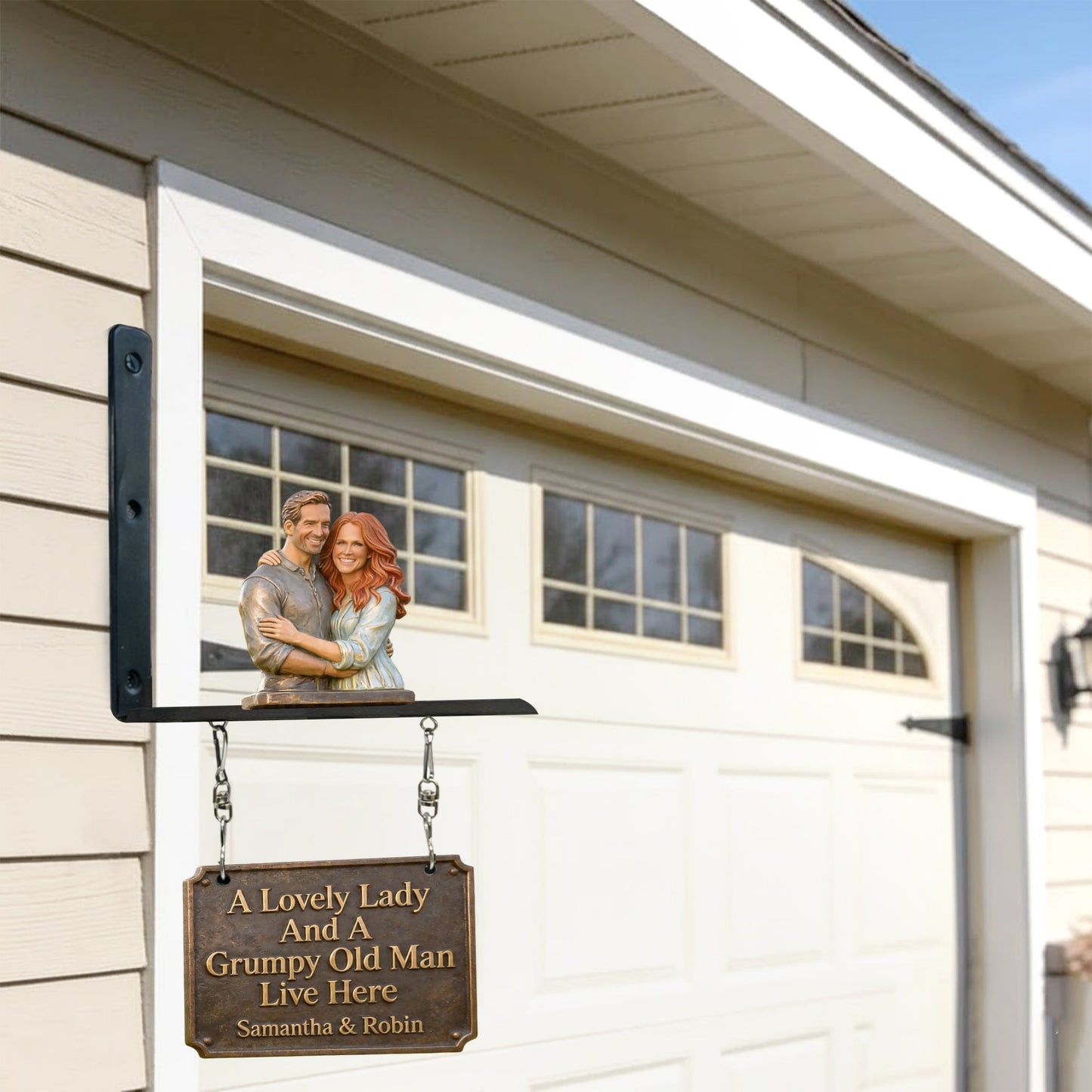 A Lovely Lady & A Grumpy Old Man Live Here - Personalized Couple Wooden Wall Mount Sign