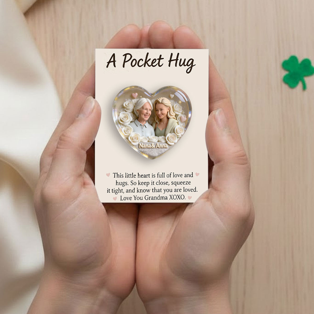 Demo Mother Keepsake Gift, Custom From Any Photo, Brithmonth Flower - Personalized Mother Pocket Hug Card (Copy)
