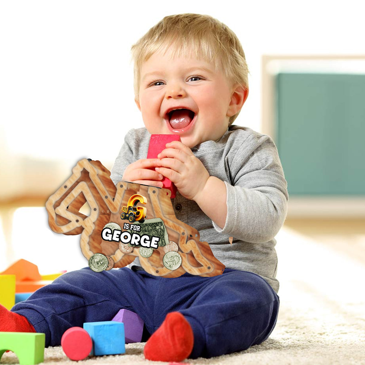 Truck Coin Bank for Kids - Personalized Kid Wooden Piggy Bank
