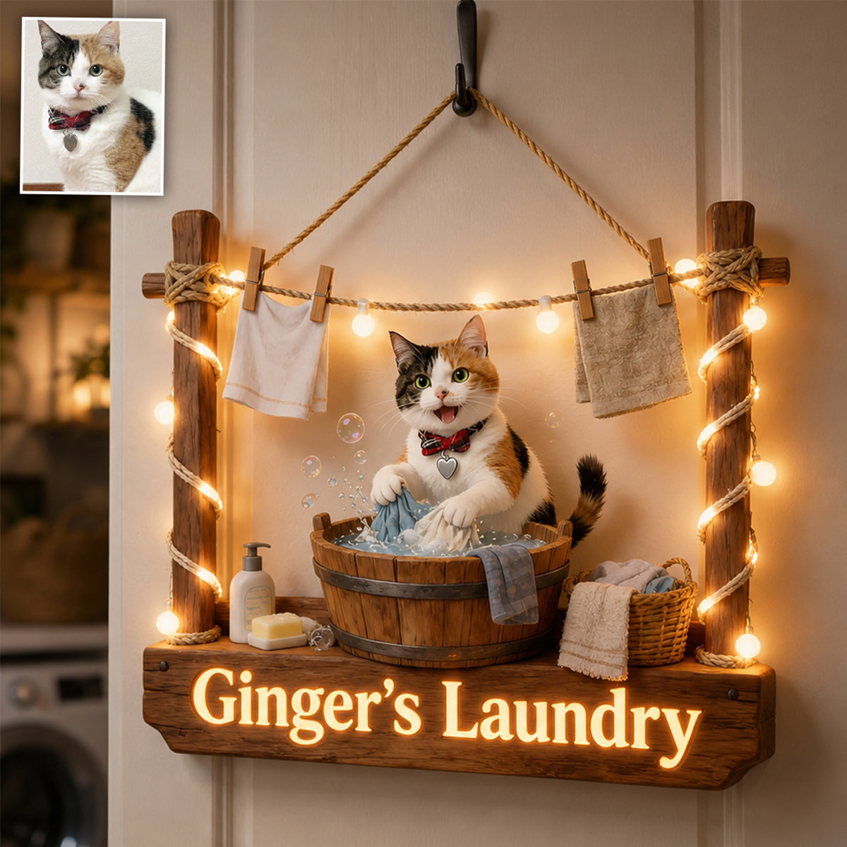 Laundry Boss - Personalized Cat LED Light Acrylic Sign