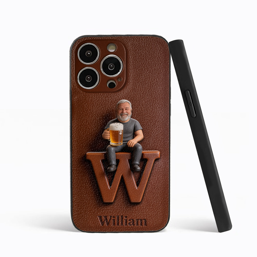 Custom Any Photo - Personalized Beer 3D Embossed Leather Phone Case