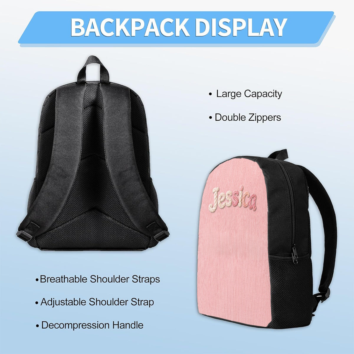 Kid Backpack, Lunch Bag, Pencil Case - Personalized Kid Back-To-School Combo & Plush Brooch