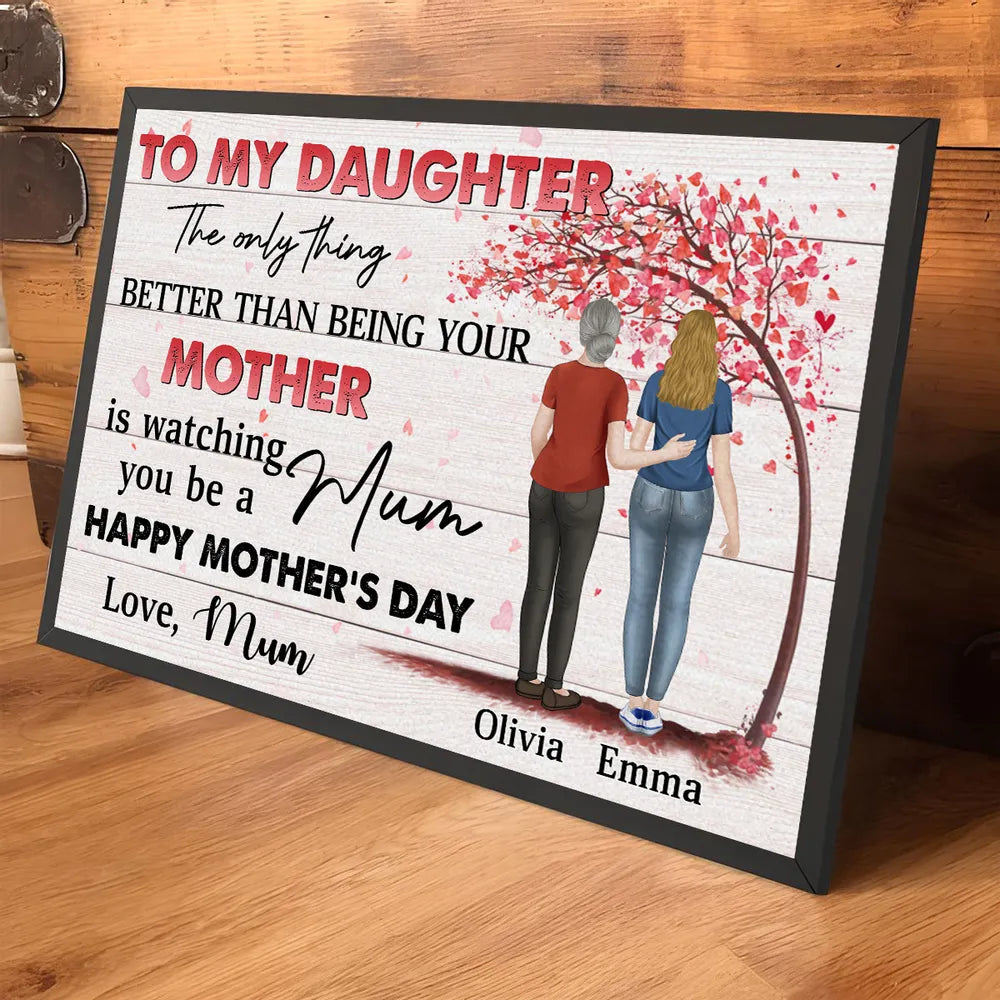 To My Daughter Personalized Poster, Mom and Daughter Walking Away Together, Heartwarming Wall Art and Unique Mother's Day Gift