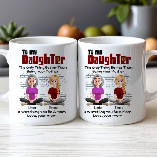 To My Daughter – Personalized White Ceramic Mug with Custom Names, Heartfelt Gift for Mother and Daughter on Special Occasions