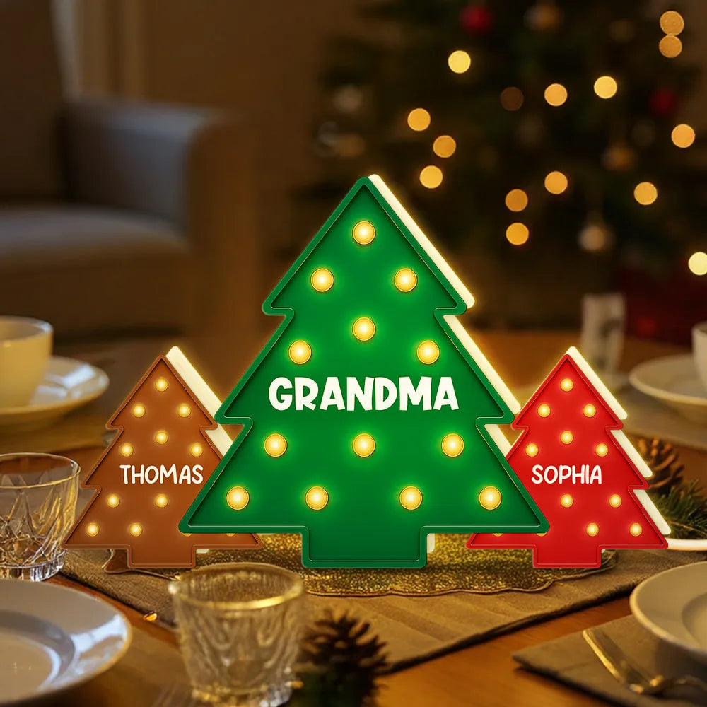 Christmas Tree Acrylic Light Box – Personalized Holiday Gift for Grandma and Family