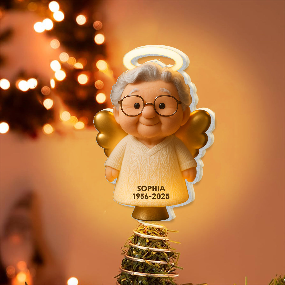 Christmas Memorial - Personalized Memorial LED Light Tree Topper