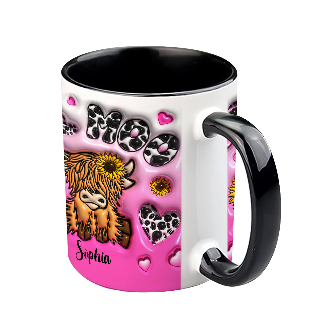 Sunflower Highland Cow - Personalized Accent Mug