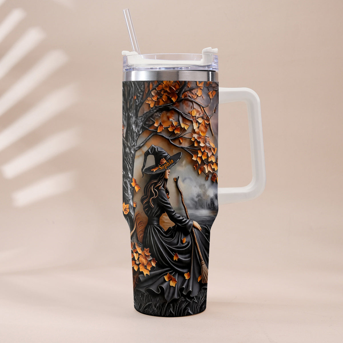 It's Time - Personalized Witch Tumbler With Plush Charm