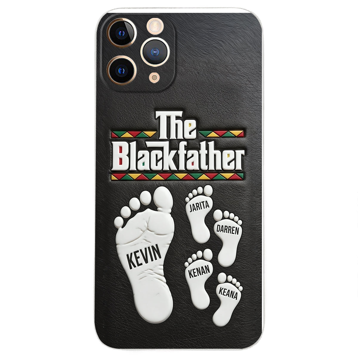 The Blackfather - Personalized Father 3D Embossed Leather Phone Case