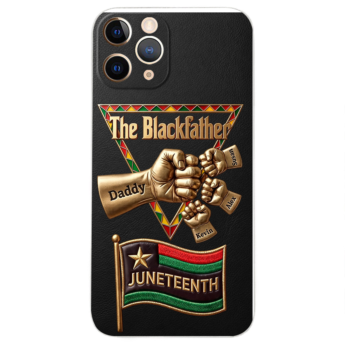 The Blackfather - Personalized Father 3D Embossed Leather Phone Case