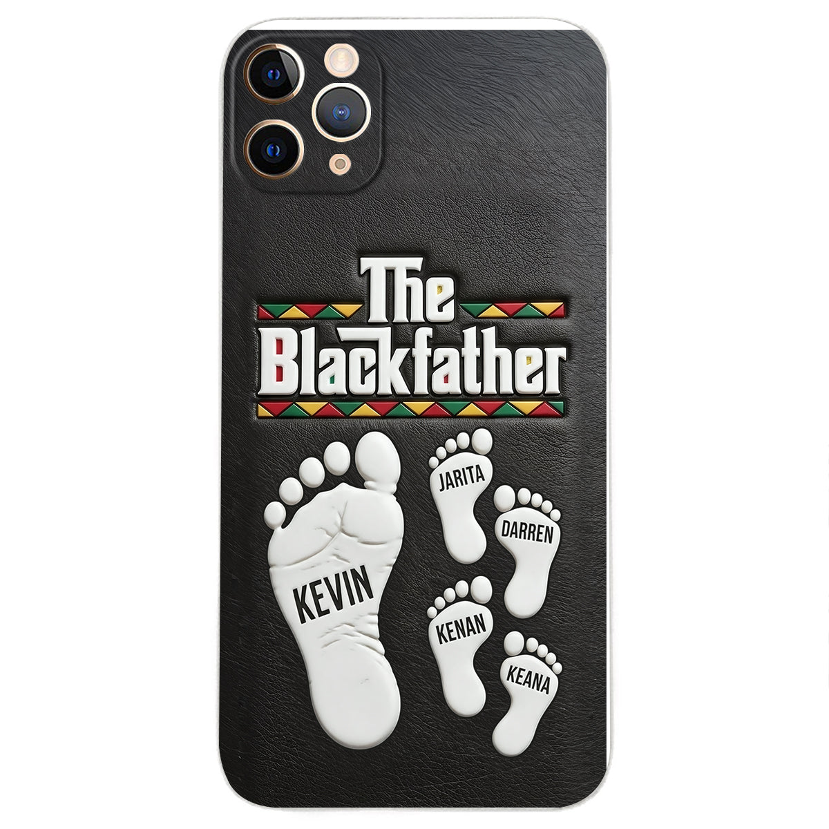 The Blackfather - Personalized Father 3D Embossed Leather Phone Case