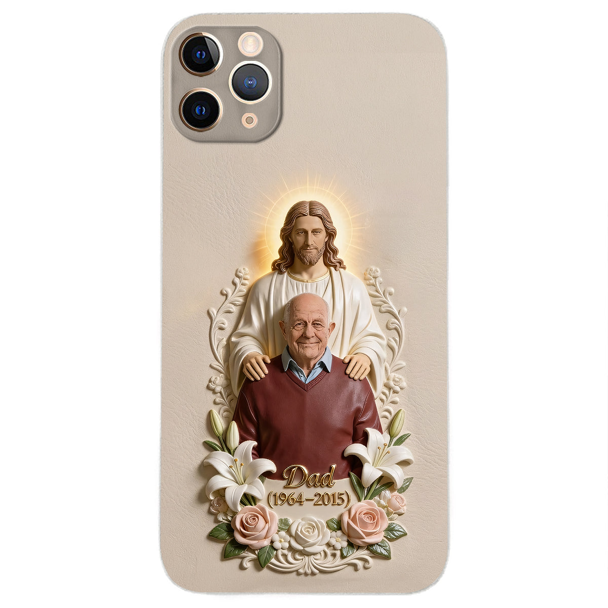 Memorial Gift Idea, Gift for Lost of Loved Ones - Personalized Memorial 3D Embossed Leather Phone Case