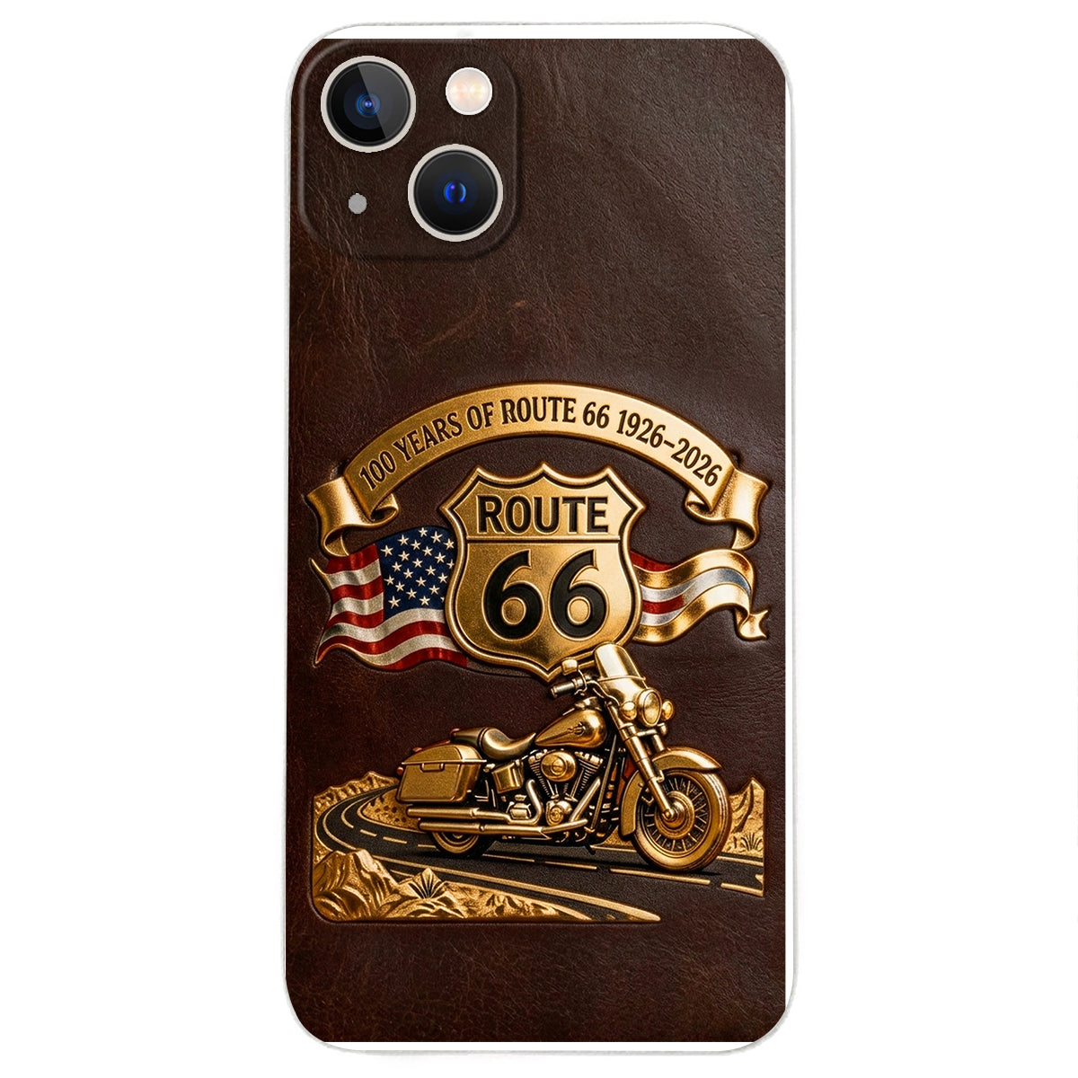 100 Years Of Route Personalized Gifts For Bikers - Personalized Biker 3D Embossed Leather Phone Case