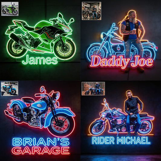 Custom Any Photo, Any Vehicle - Personalized Biker LED Light Acrylic Sign