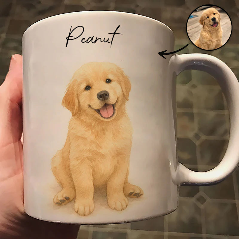 Custom Watercolor Pet Portrait Mug – Perfect for Dog Lovers