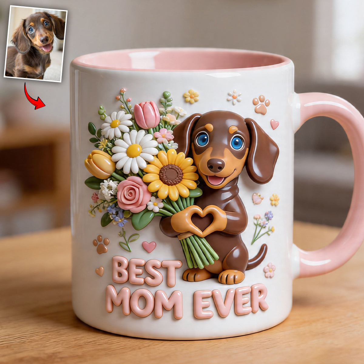 Custom Any Photo - Personalized Dog Accent Mug & Coaster