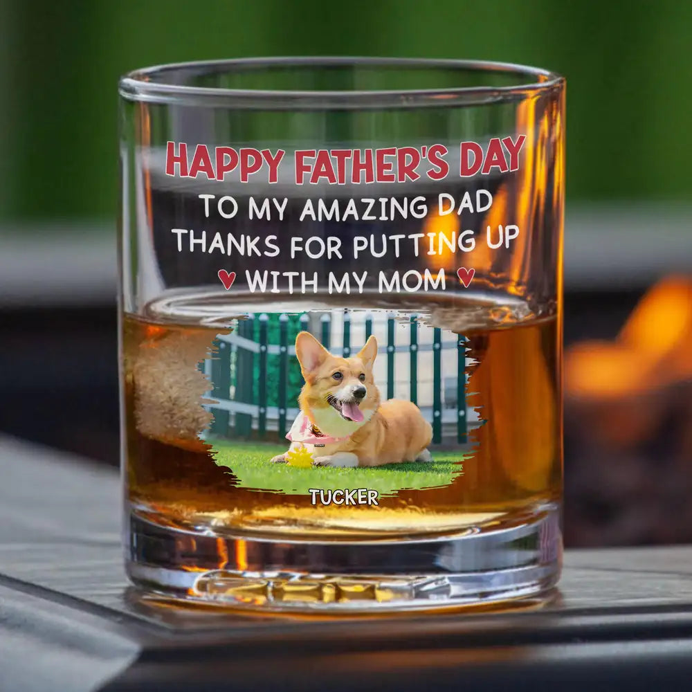 Custom Dog Dad Whiskey Glass – Personalized Father's Day Gift