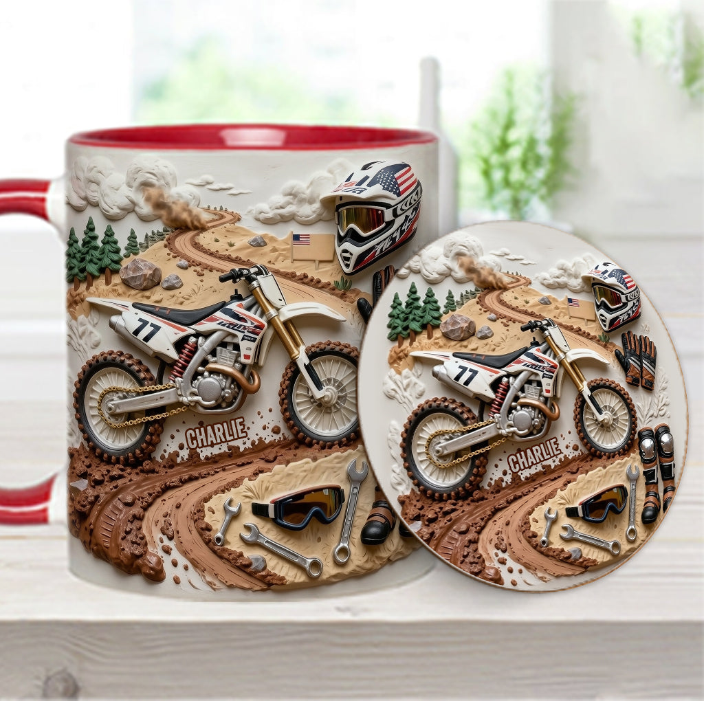 Cool Dirt Bike, Motocross - Personalized Dirt Bike Accent Mug & Coaster