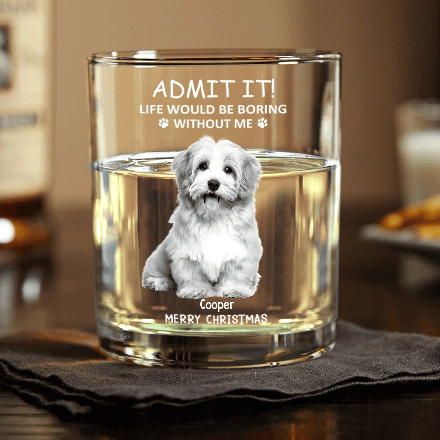 Personalized Christmas Glass Cup - Funny Pet - Themed Gift Cup