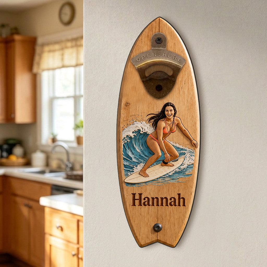 Beach Lover - Personalized Surfing Wall Bottle Opener