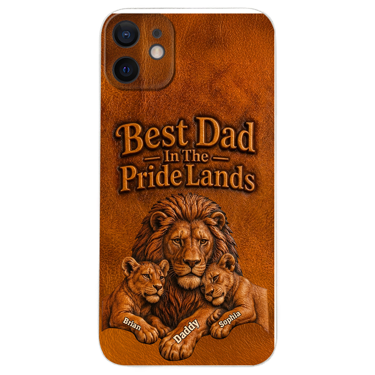 Papa Lion - Personalized Father 3D Embossed Leather Phone Case
