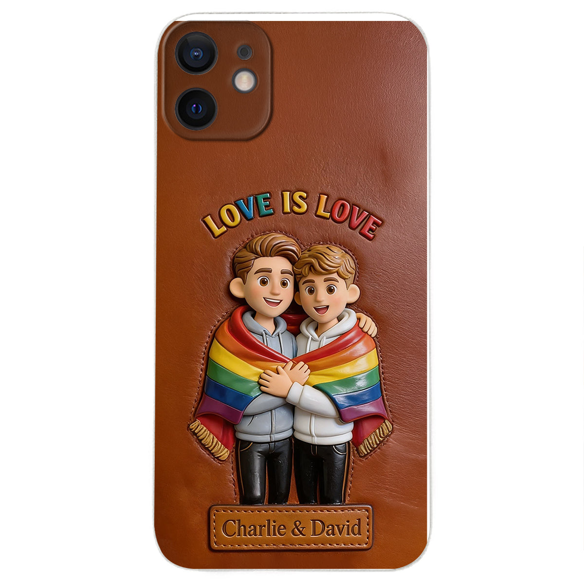 Love Is Love - Personalized LGBT Support 3D Embossed Leather Phone Case
