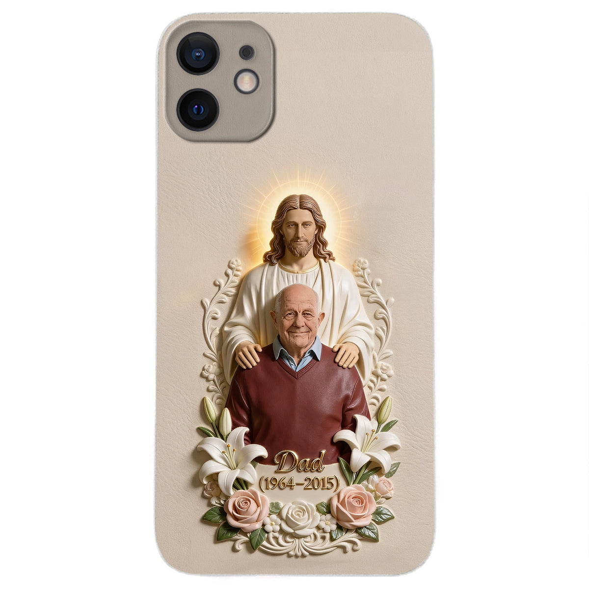 Memorial Gift Idea, Gift for Lost of Loved Ones - Personalized Memorial 3D Embossed Leather Phone Case