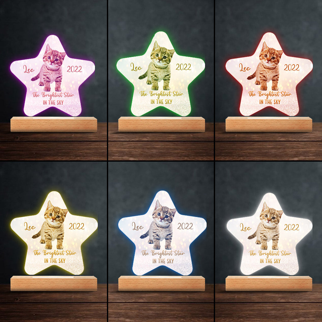 The Brightest Star In The Sky - Cat gift for who lose cat - Personalized Shaped Plaque Light Base