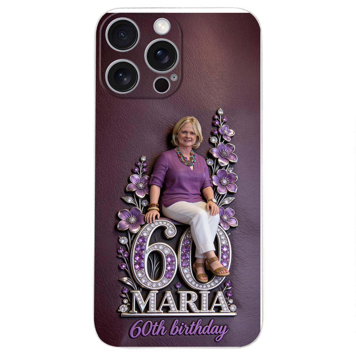 Custom Any Photo Perfect Gift For Mom, Grandma - Personalized Birthday 3D Embossed Leather Phone Case