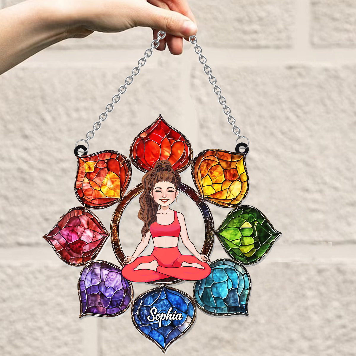 Vibrant Om Symbol - Personalized Yoga Window Hanging Suncatcher Ornament