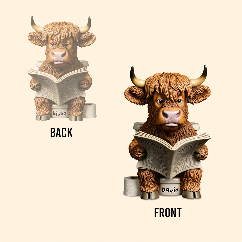 Funny Bathroom Decor - Highland Cow Toilet Bucket - Personalized Highland Cow Custom Shaped Acrylic Plaque