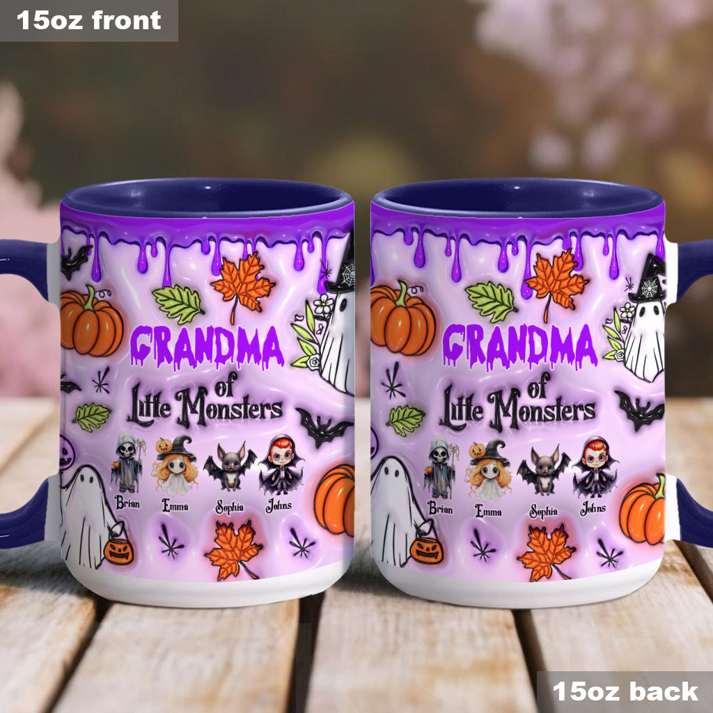 Grandma Of Little Monsters Any Title - Personalized Grandma Accent Mug